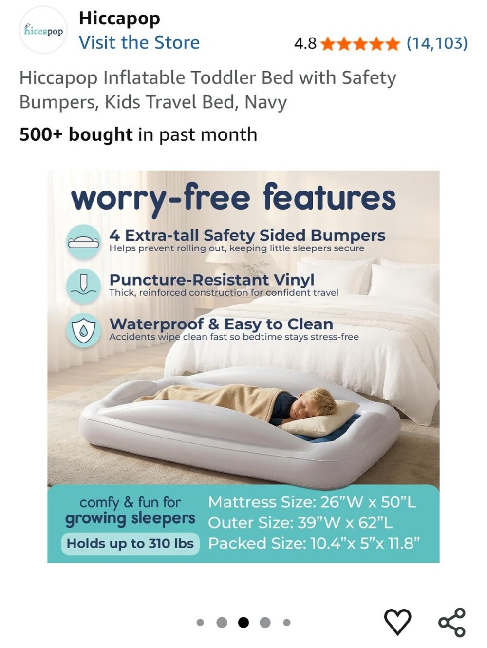 Kids Inflatable Sleep Mat - White and Blue - Picture 11 of 15